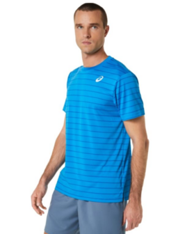 Asics Men Court Stripe SS Top Blauw