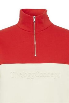 TheJoggConcept SAGE Half-Zip Sweater - Rood/Wit