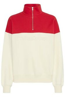 TheJoggConcept SAGE Half-Zip Sweater - Rood/Wit