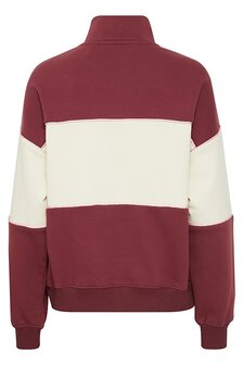 TheJoggConcept SAGE Half-Zip Logo Sweater - Bordeaux/Creme/Rose