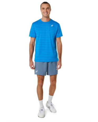 Asics Men Court Stripe SS Top Blauw