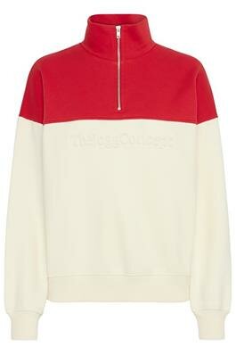 TheJoggConcept SAGE Half-Zip Sweater - Rood/Wit