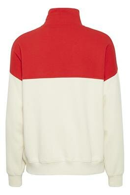 TheJoggConcept SAGE Half-Zip Sweater - Rood/Wit