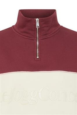 TheJoggConcept SAGE Half-Zip Logo Sweater - Bordeaux/Creme/Rose